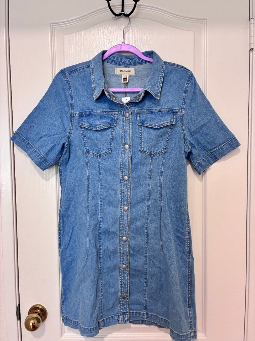 Madewell Denim Seamed Mini Shirtdress Palermo Wash Size 12 NWT - Picture 6 of 12
